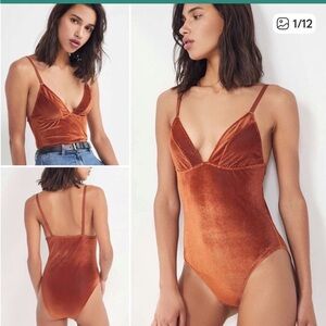 Urban Outfitters Out From Under Shayla Velvet Plunging Bodysuit - Size Small